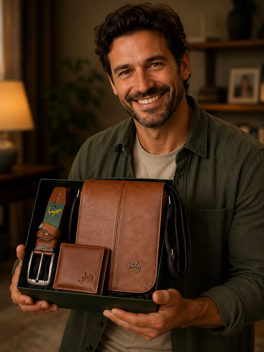 Kit Premium Masculino Día del Padre — Bolso, Billetera y Cinturón